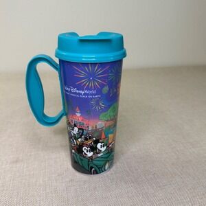 Walt Disney World Resort Refillable Mug Mickey Mouse Fireworks Whirley Teal Lid